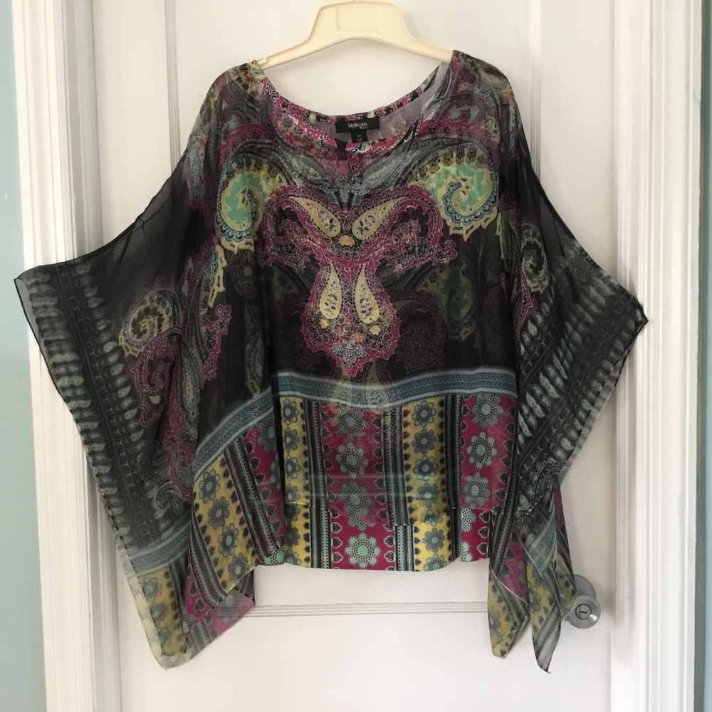 Style & Co black paisley blouse, multicolor, size 2X, like new